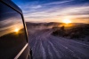 Rearview Window of a Vehicle and Sunset
